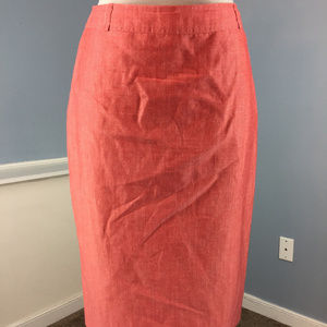 FERAUD peach linen skirt straight pencil Career S